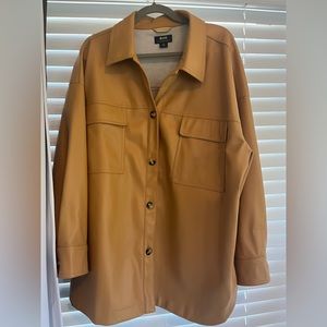 Maeve by Anthropology faux leather shirt jacket.